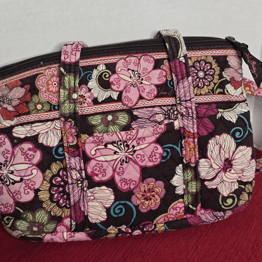 Vera Bradley Pink and Black Floral Shoulder Bag
